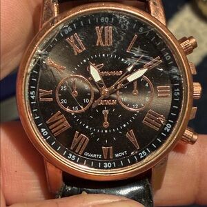 Geneva Black and Gold Men's Watch